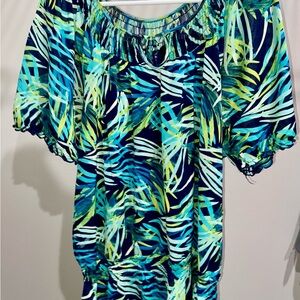 Croft & Barrow Blue Green Tropical Blouse